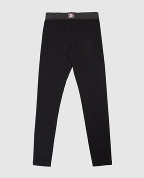 Dolce&Gabbana Children's black leggings with DG embroidery L5JPB8G7N9L46