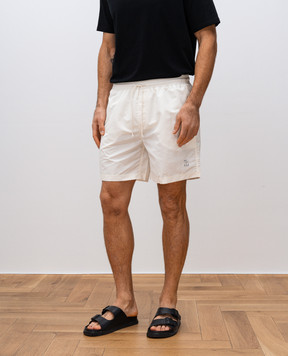 Brunello Cucinelli White swim shorts with logo emblem MW817043