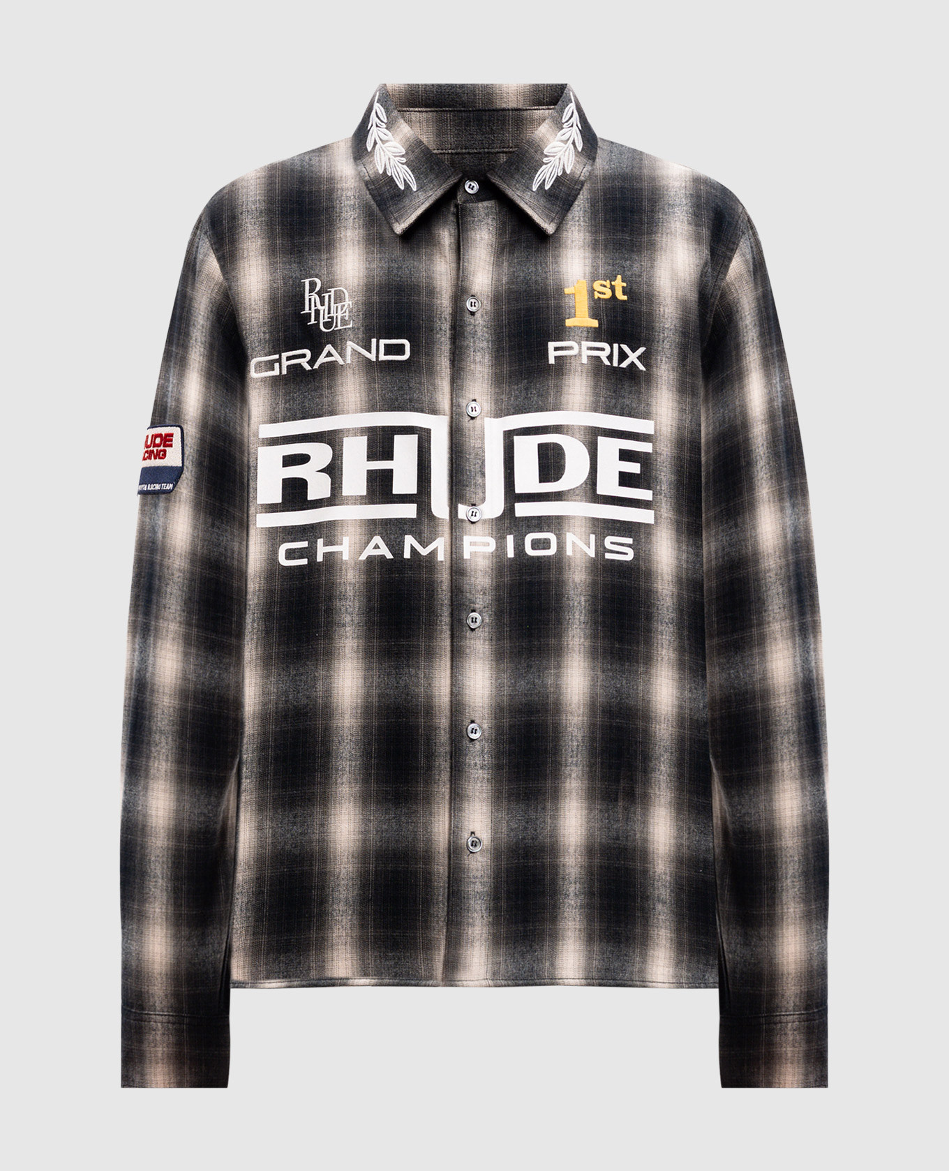 

Gray checkered shirt with logo Rhude, Grey