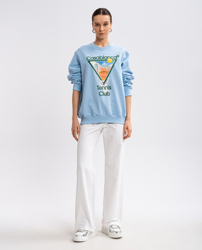 Casablanca Blue sweatshirt with logo print UWPS25JTP29303