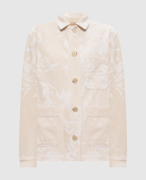 Twinset Beige denim jacket with floral print 251TT2200