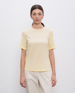 Peserico Yellow silk top with monil chain S0676007325