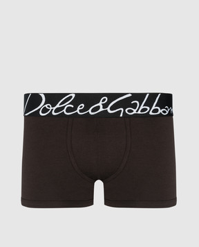 Dolce&Gabbana Brown boxer briefs with a logo pattern M4F34JONP20