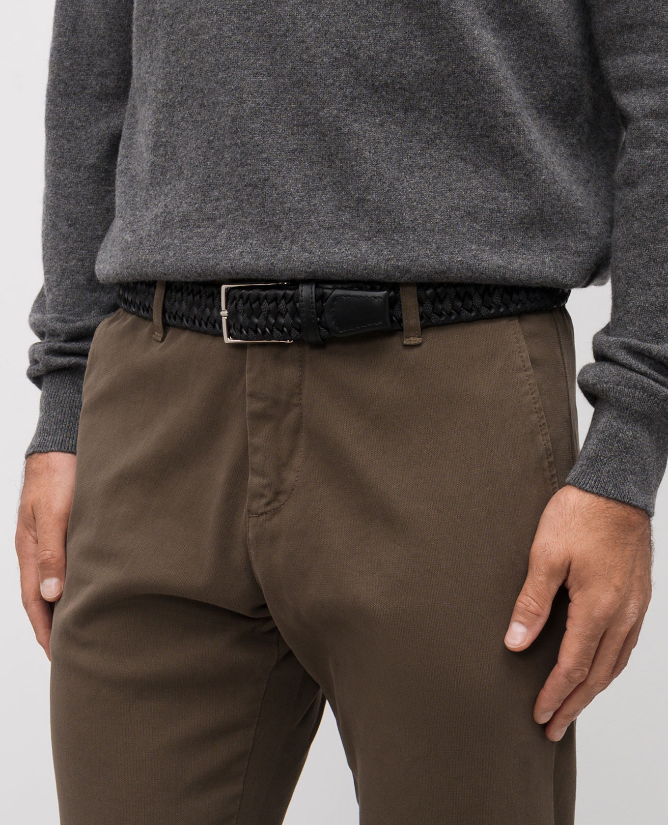 

Black combination belt with weaving ISAIA