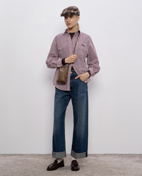 Brunello Cucinelli Striped shirt with monil chain MP789NB206