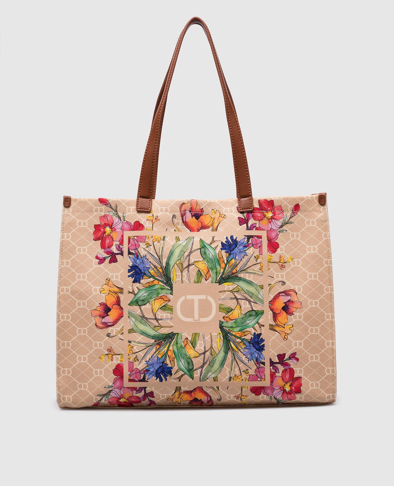 

Beige shopper with logo print Twinset