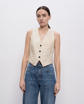 Brunello Cucinelli Beige vest with applique M0F79HJ506