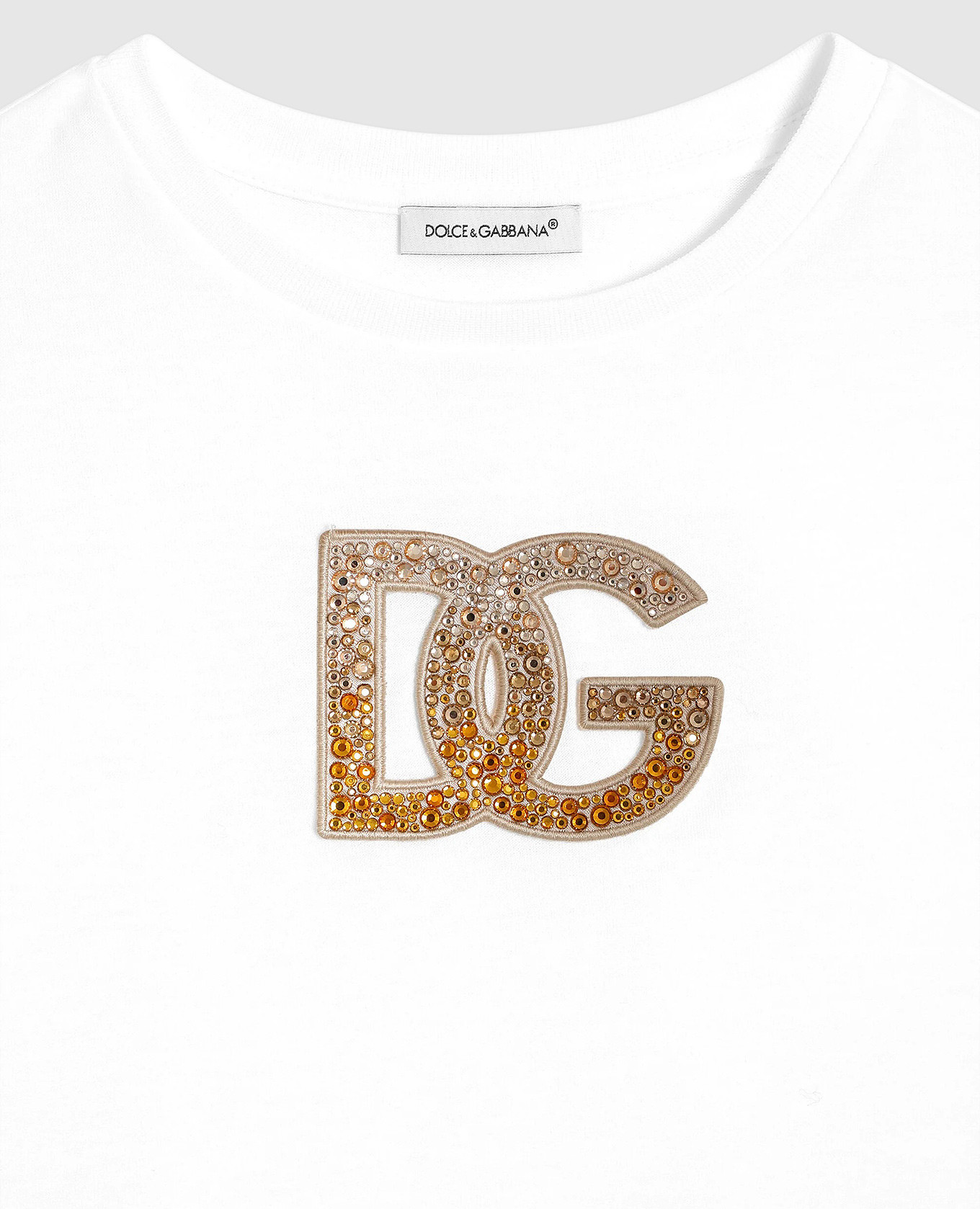 Children's white T-shirt with crystals Dolce&Gabbana 3