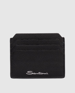 Santoni Black leather cardholder with logo DFPPA2693FOHSIW
