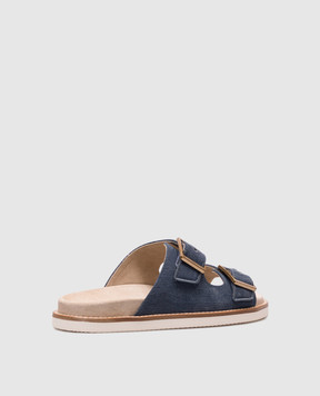 Brunello Cucinelli Blue flip-flops with logo engraving MZUJMXY235