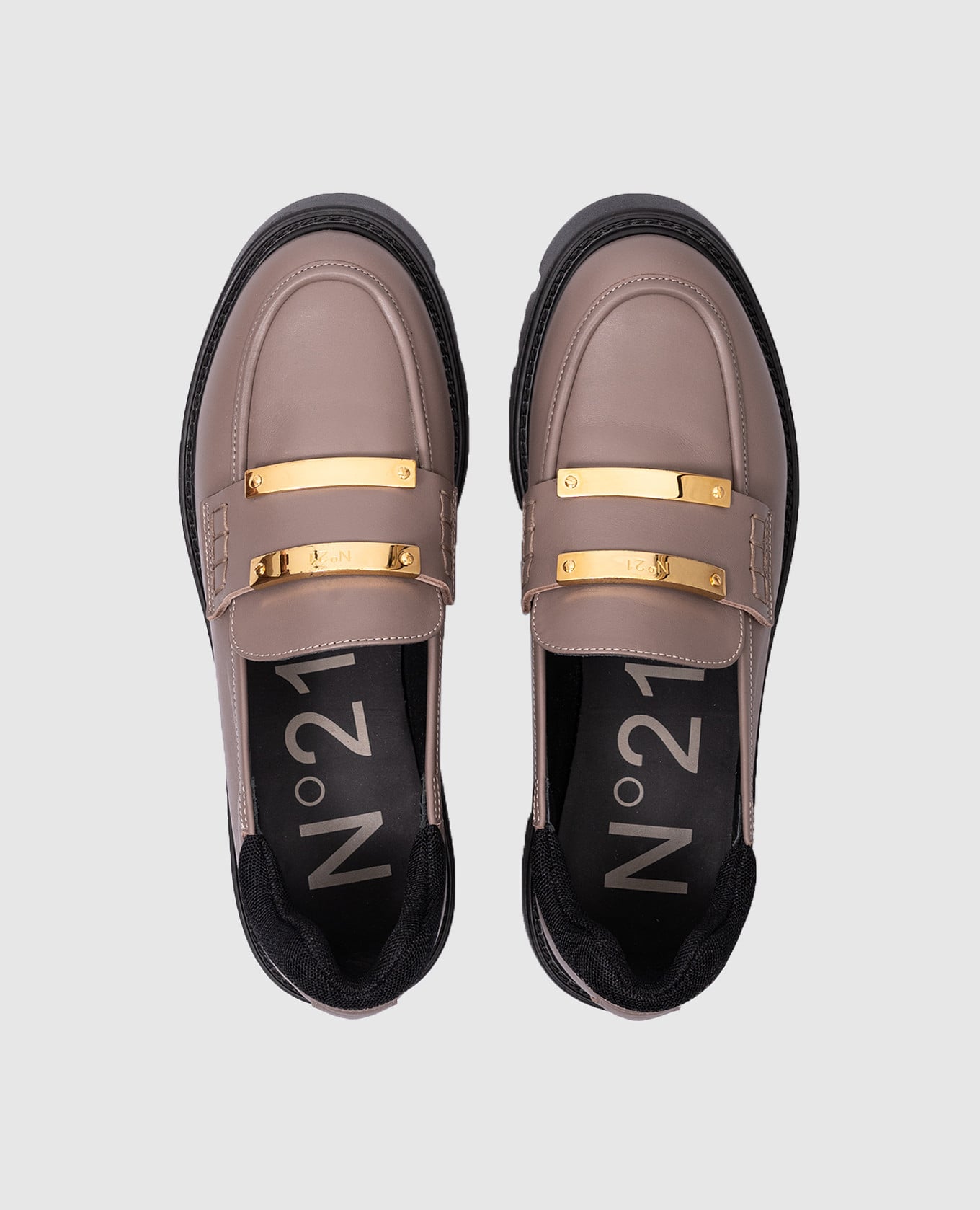 Beige leather loafers with logo N21 4