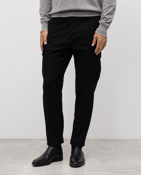 Cashmere&Whiskey Black wool and cashmere cargo pants 02583R0497