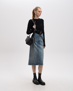 Alexander McQueen Blue midi skirt with asymmetric top 817920QMACV