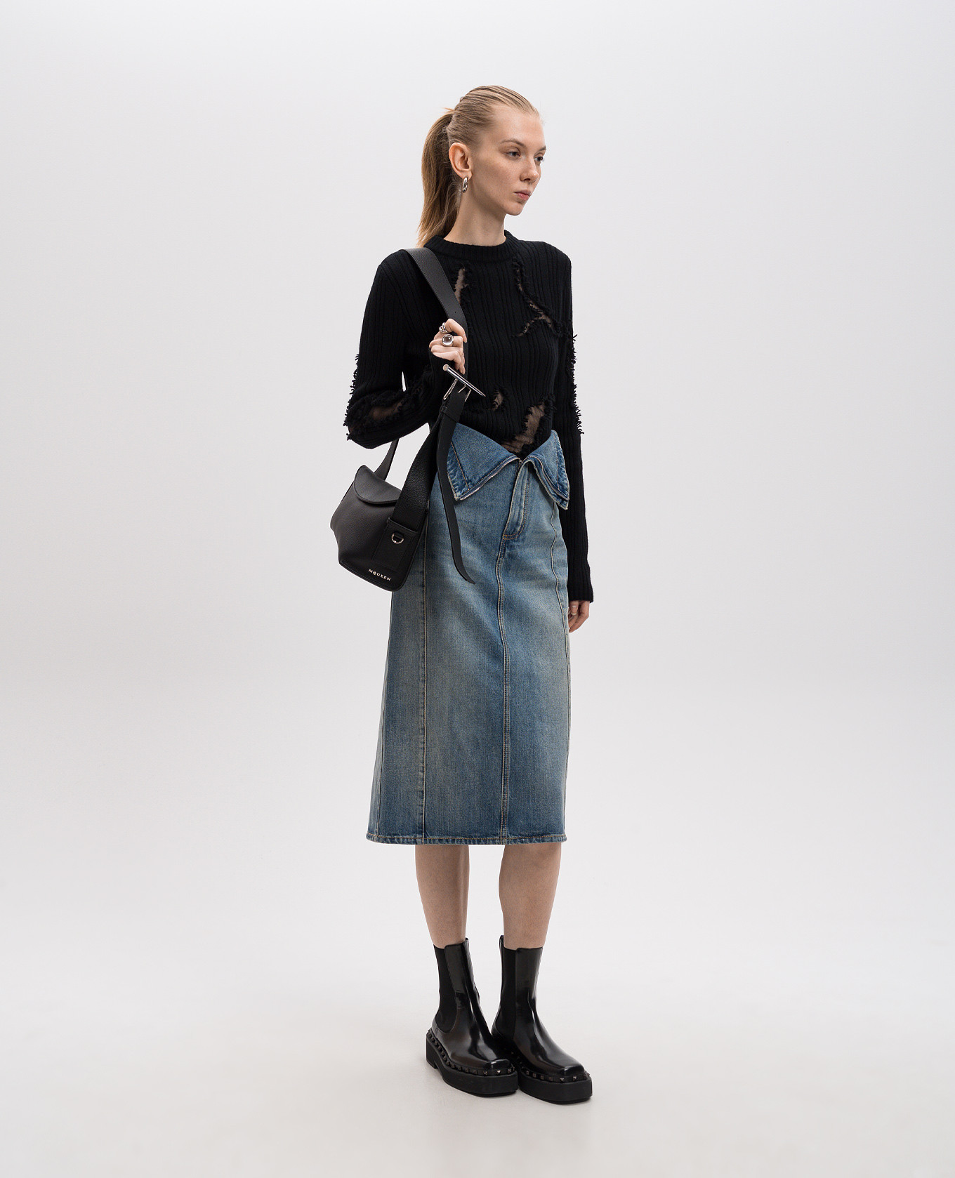 

Blue midi skirt with asymmetric top Alexander McQueen
