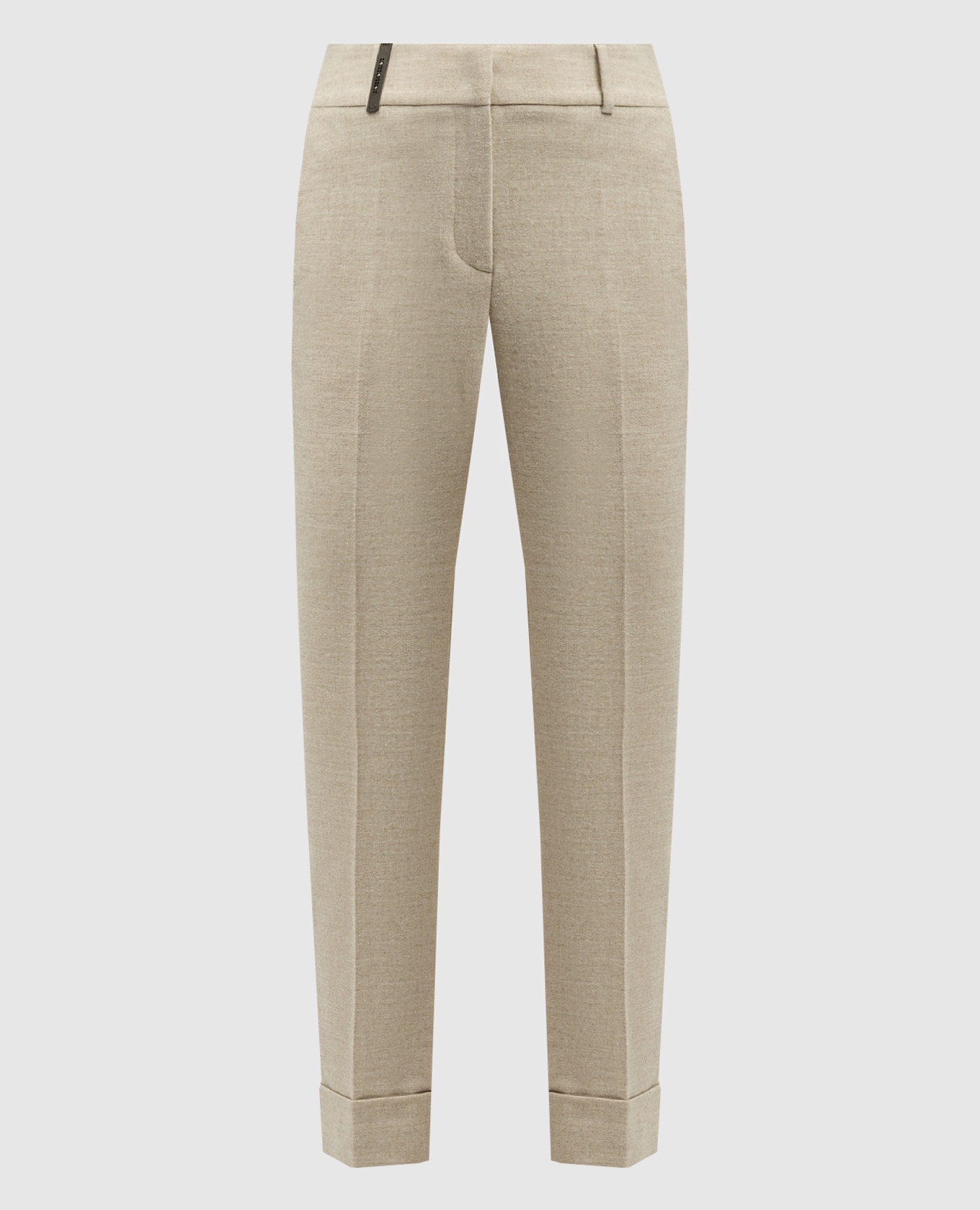 Beige striped pants with monil chain peserico