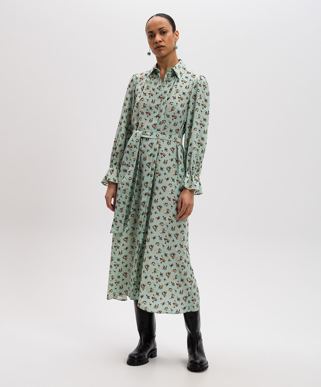 Max Mara Weekend TAFFY green floral print silk midi dress TAFFY