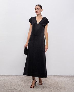 Peserico Black midi dress with slits E0230401819