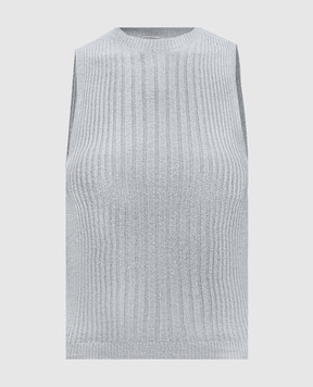 Peserico Gray striped top with lurex A98146F1809242