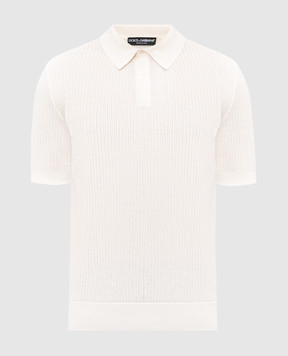 Dolce&Gabbana Beige polo shirt with openwork pattern GXZ15TJBCFO