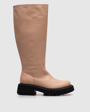 AREA Beige leather boots 239PELLEd