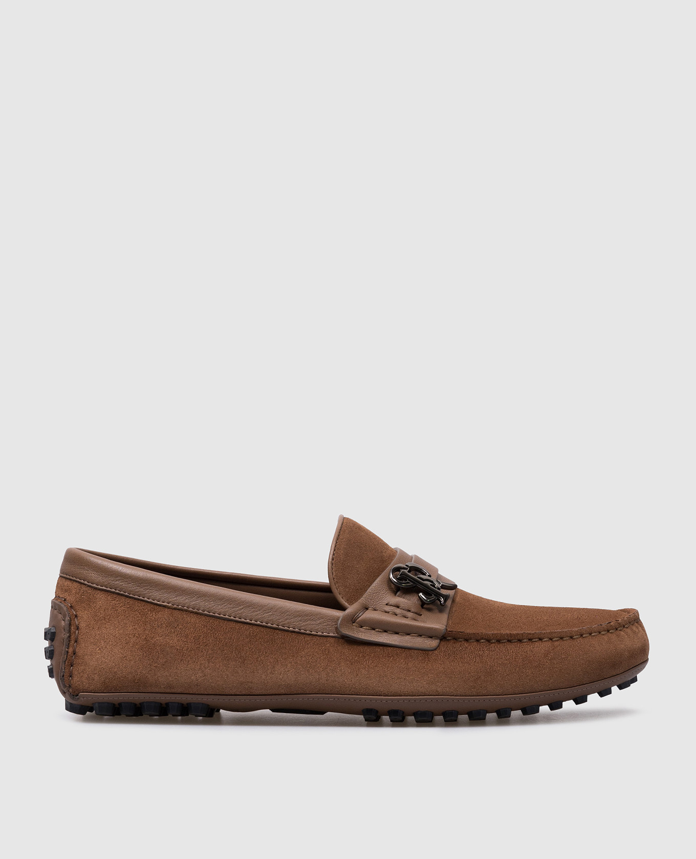 

Brown suede moccasins with metallic logo Stefano Ricci, Коричневый