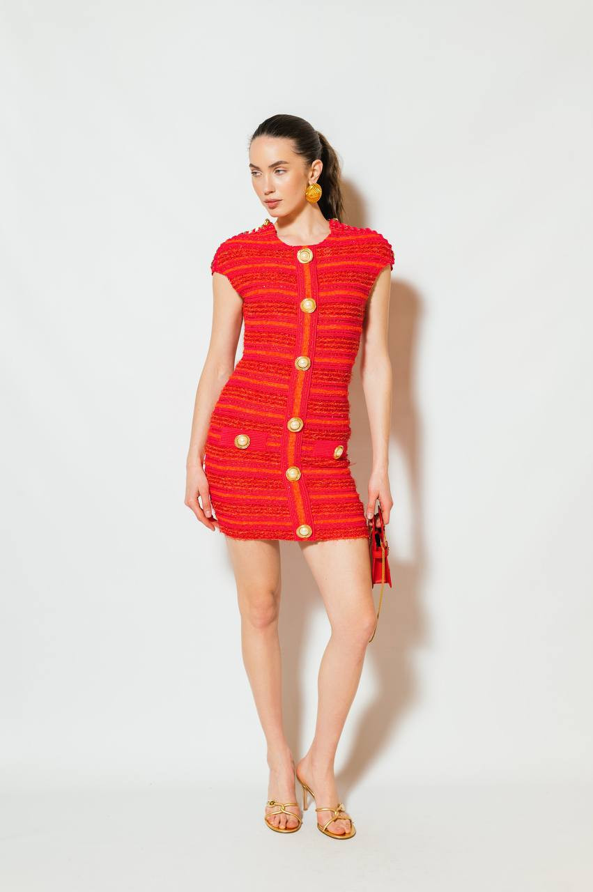 

Pink mini dress with lurex Balmain