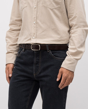 Brunello Cucinelli Brown leather braided belt MAUPP333