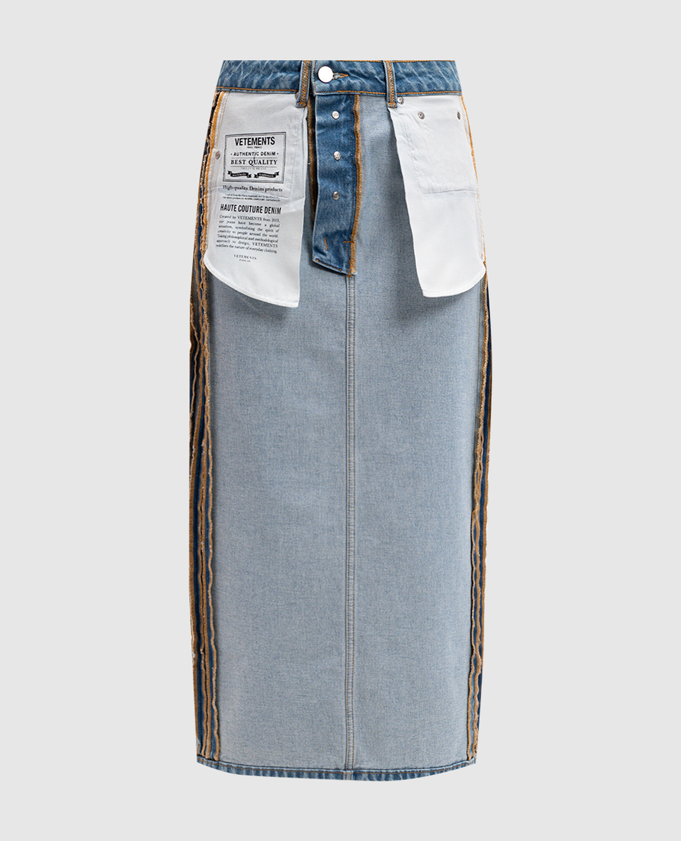 

Midi blue denim skirt with inside out effect Vetements, Light blue