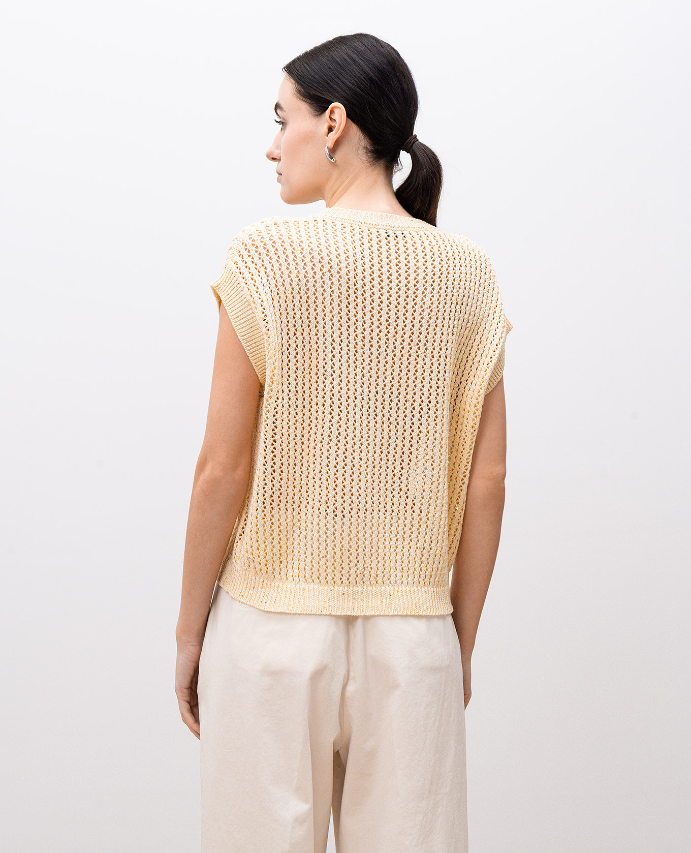 

Yellow openwork top with sequins Peserico
