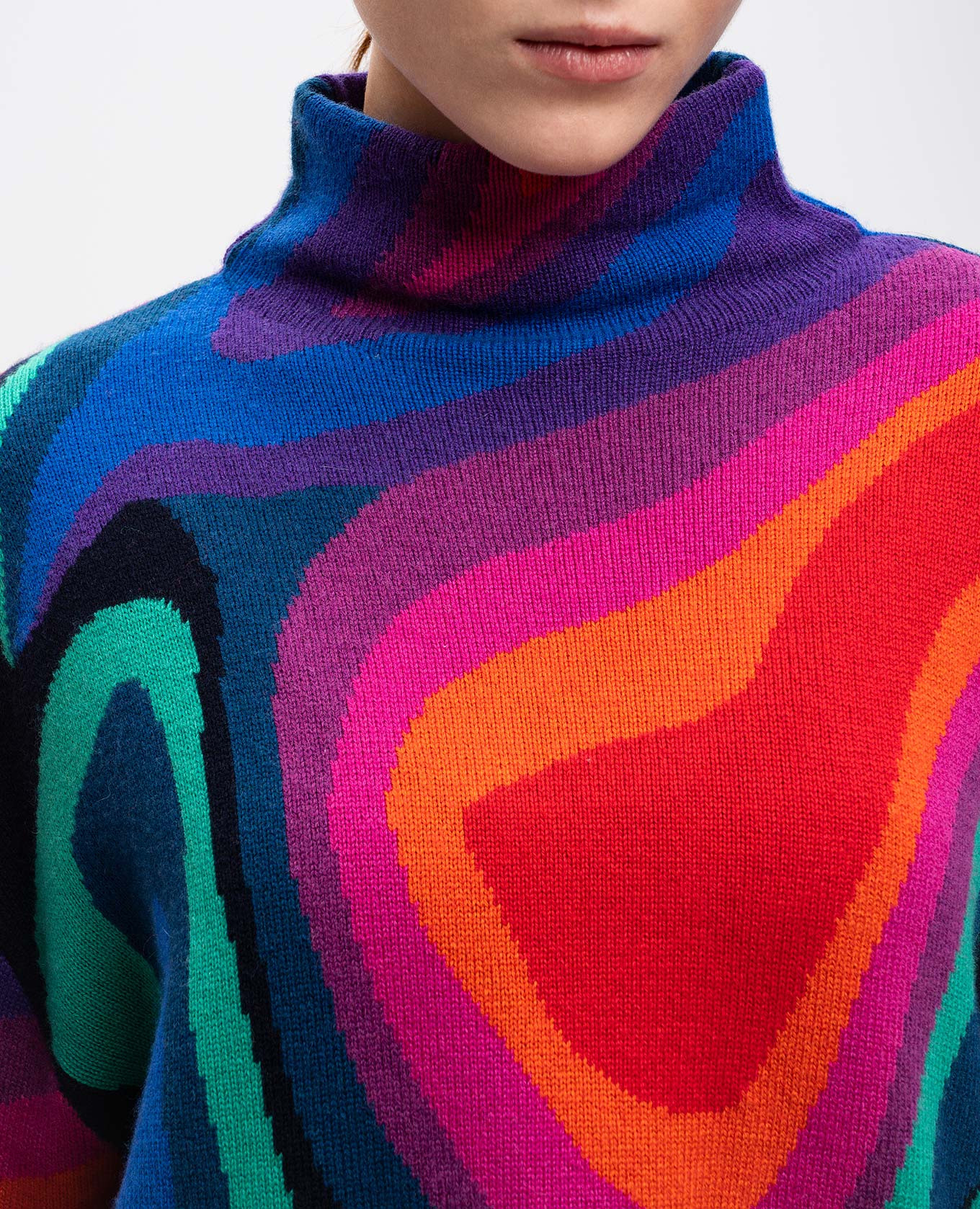 

Sweater with wool in an abstract pattern Goldbergh, White