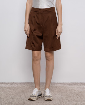Peserico Brown shorts with lapels P04083Z06655