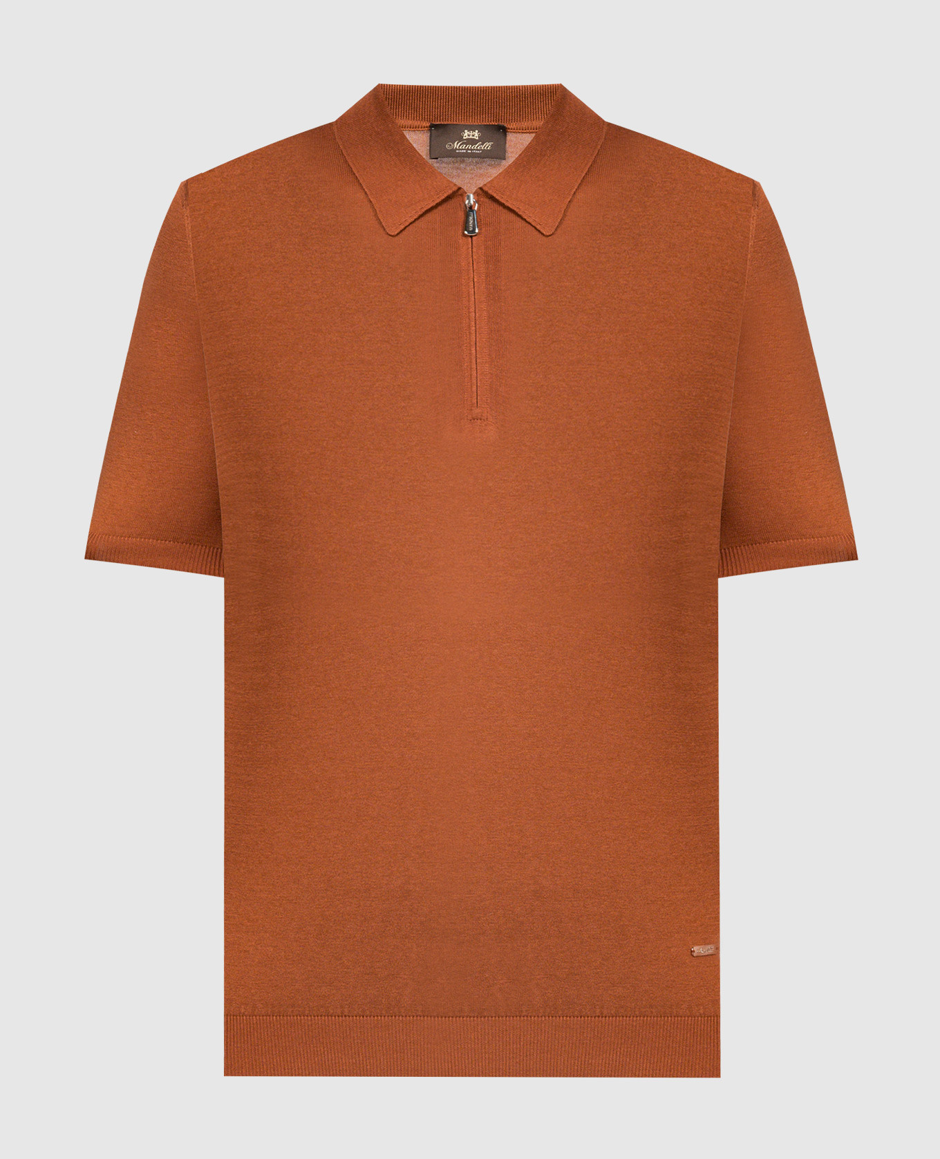 

Brown silk polo shirt Enrico Mandelli, Коричневый