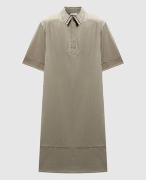 Peserico Khaki shirt dress with monil chain S0267901979