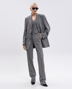 Vetements Grey wool check jacket with logo patch UH76TJ500GC