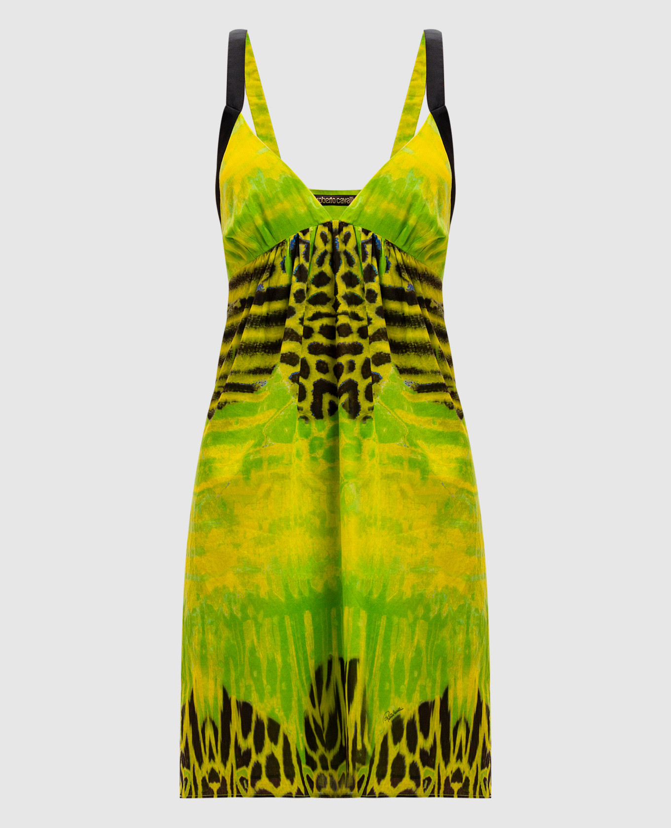 

Green printed silk dress Roberto Cavalli