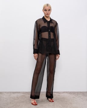 Khaite Herschel black striped silk blouse 23793000