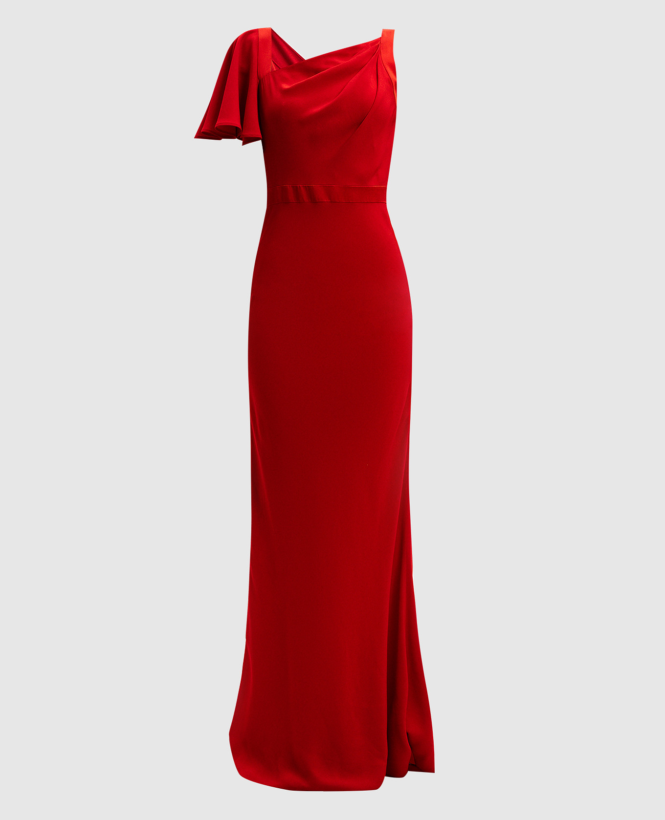 

Red draped dress with an open shoulder Alexander McQueen