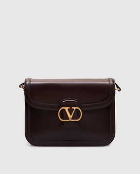 Valentino Brown glossy leather messenger bag with logo 7W2B0R15UHF