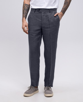 Peserico Blue patterned linen pants R54120N08266
