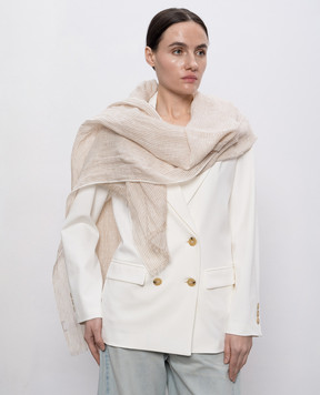 Brunello Cucinelli Beige striped linen scarf MSCDAGL40