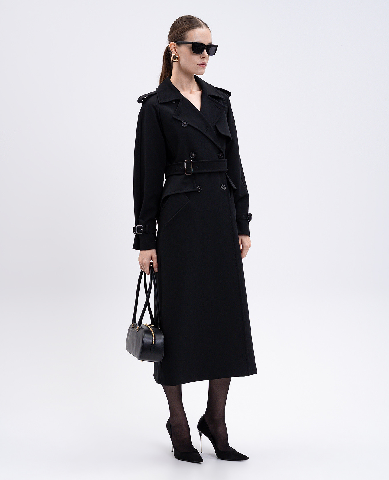 

Black double-breasted trench coat FLAVIO Max Mara
