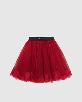 Dolce&Gabbana Children's red skirt with lace and logo L55I43HLMT6