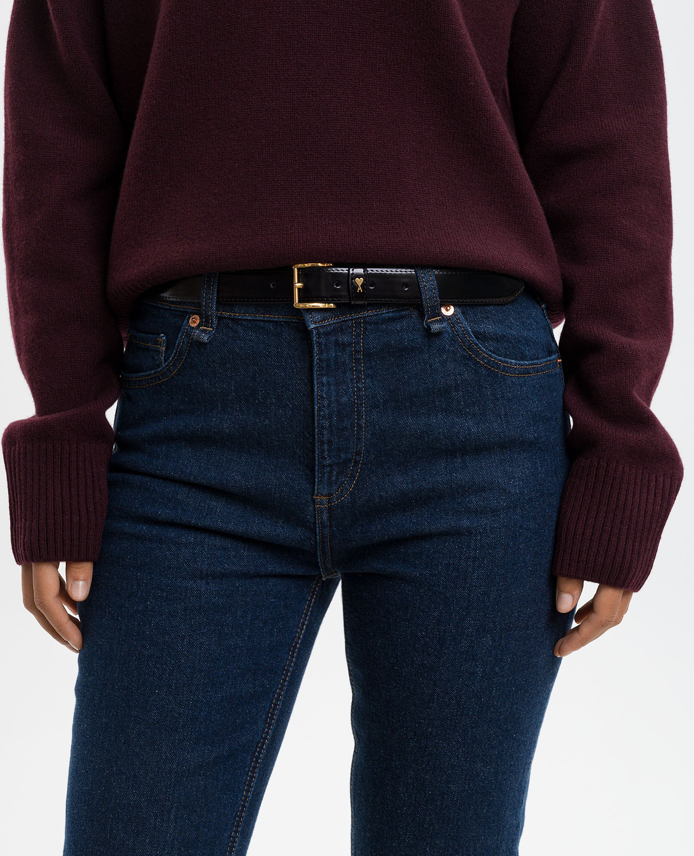 

Black glossy leather belt Paris Ami Paris