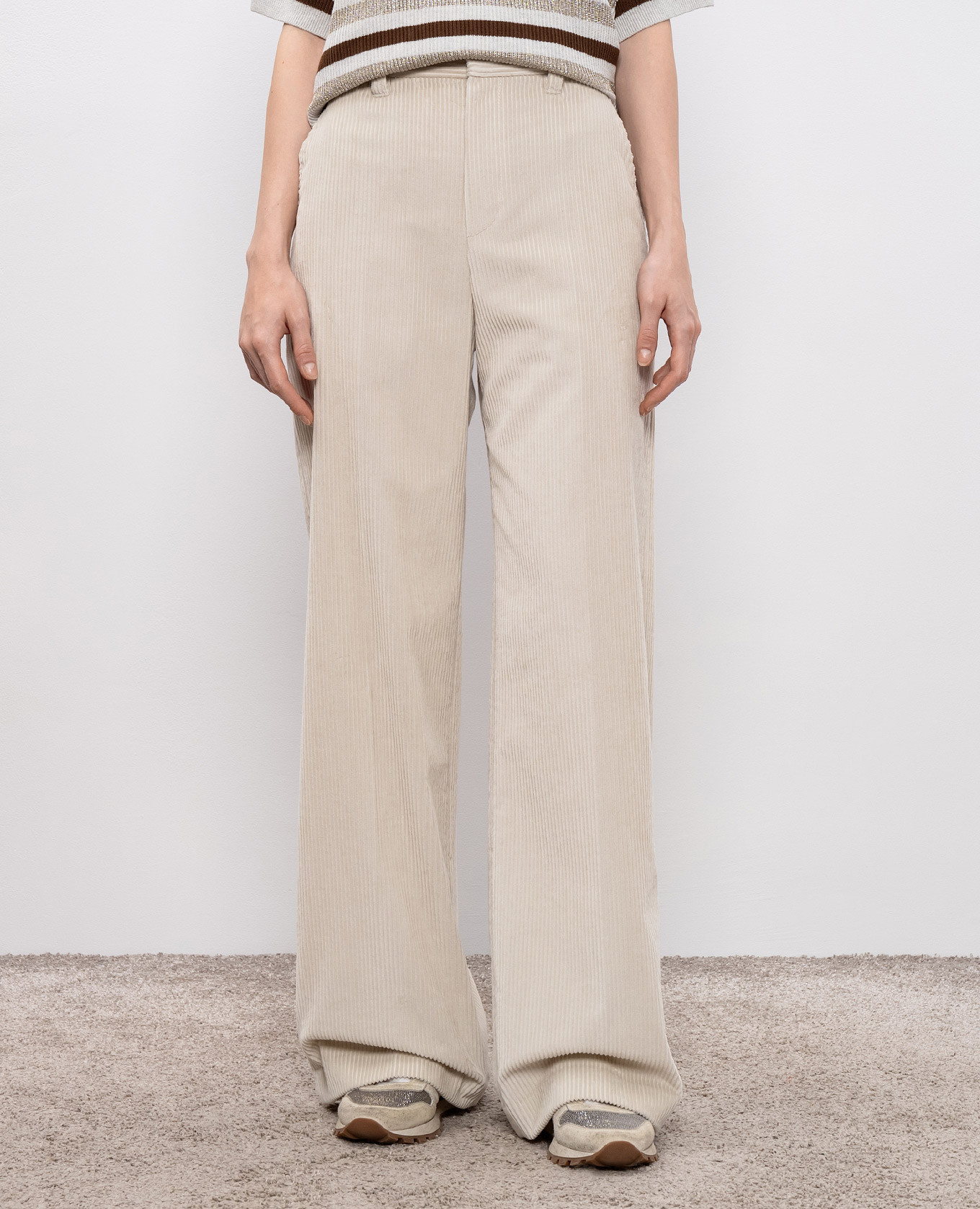 

Beige corduroy pants with monil chain Brunello Cucinelli