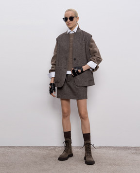 Brunello Cucinelli Brown cashmere and wool sweater MBM738200P