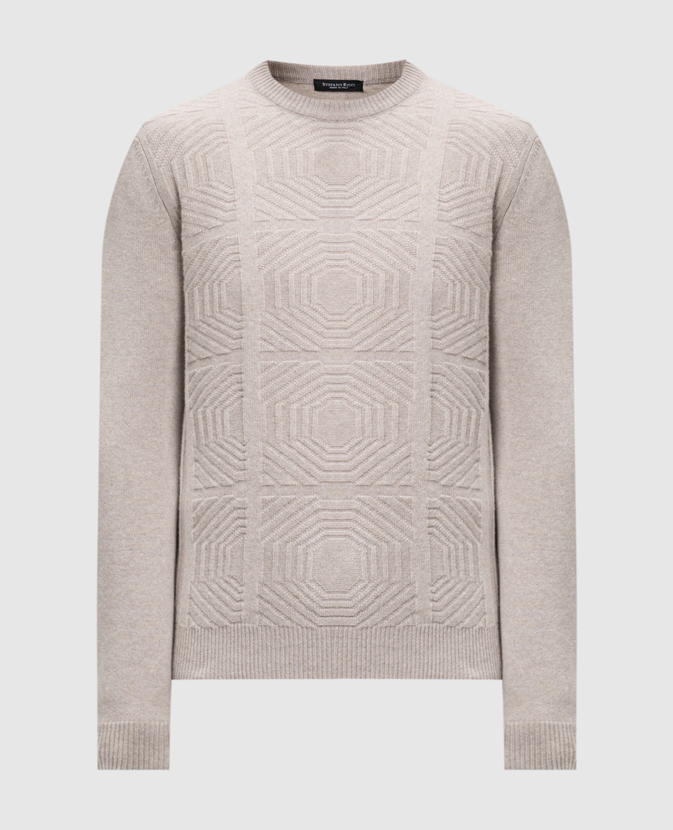 Gray wool and cashmere sweater with metallic eagle head print stefano ricci