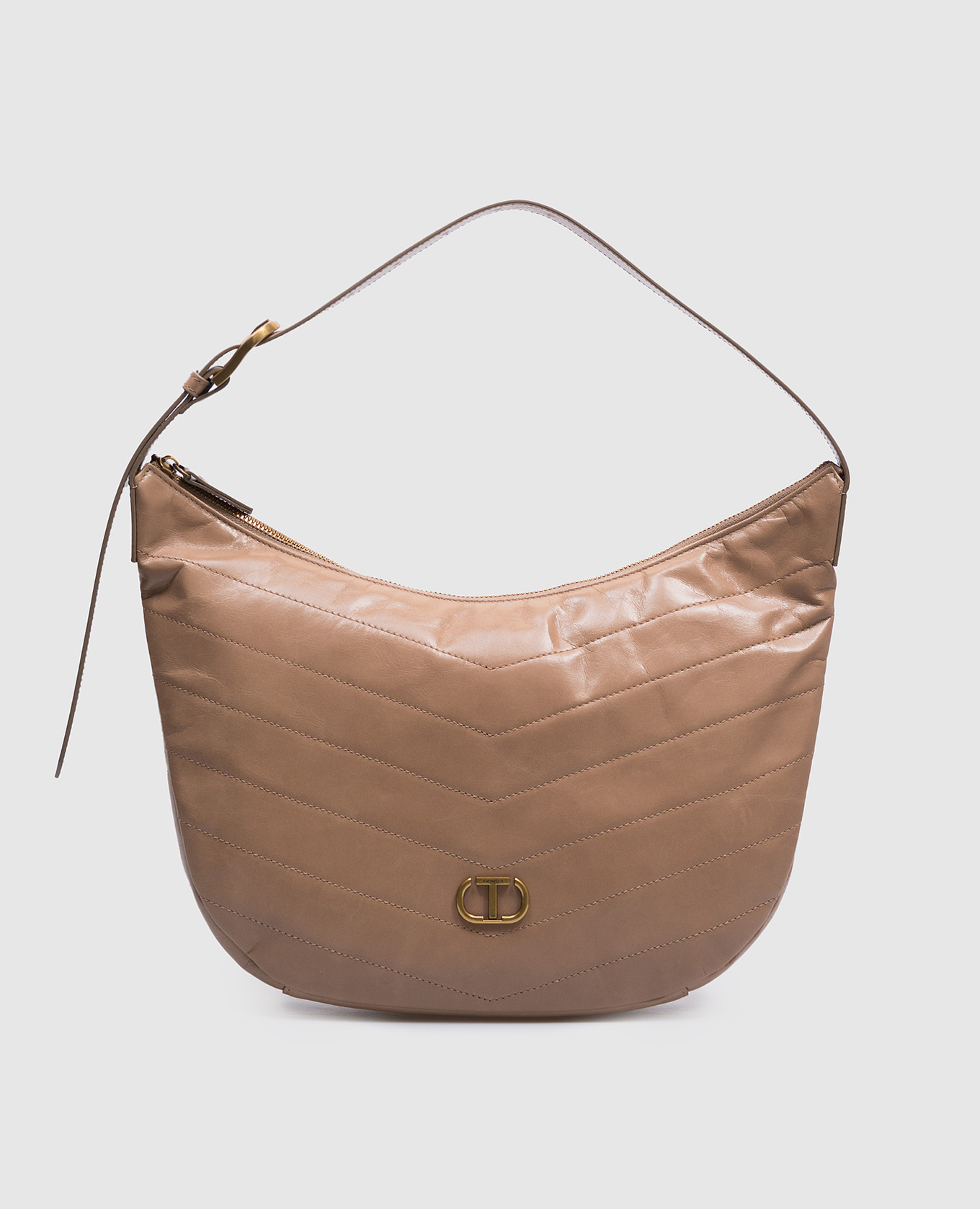 

Madison beige glossy leather hobo bag Twinset