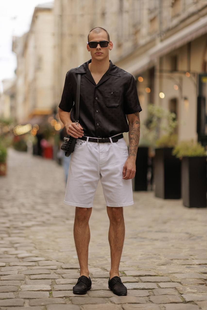 Black silk shirt with monogram logo pattern Dolce&Gabbana 6