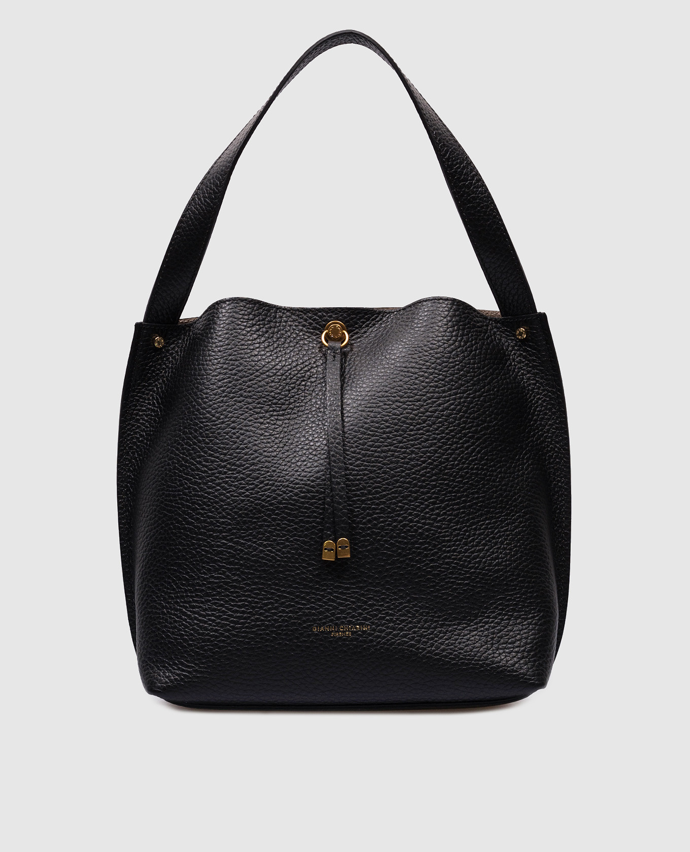 

EGLE black leather bag with logo print Gianni Chiarini, Черный