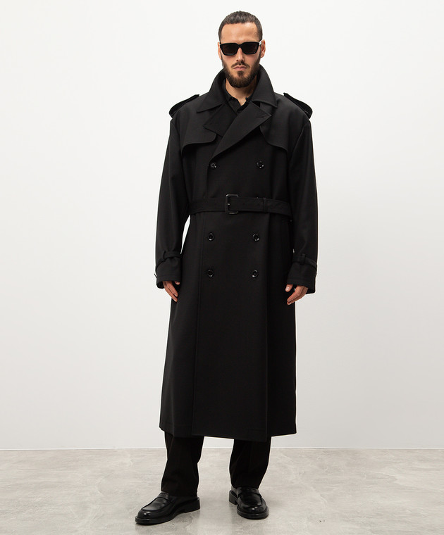 Dolce&Gabbana - Black double-breasted wool trench coat G049GTFU28P